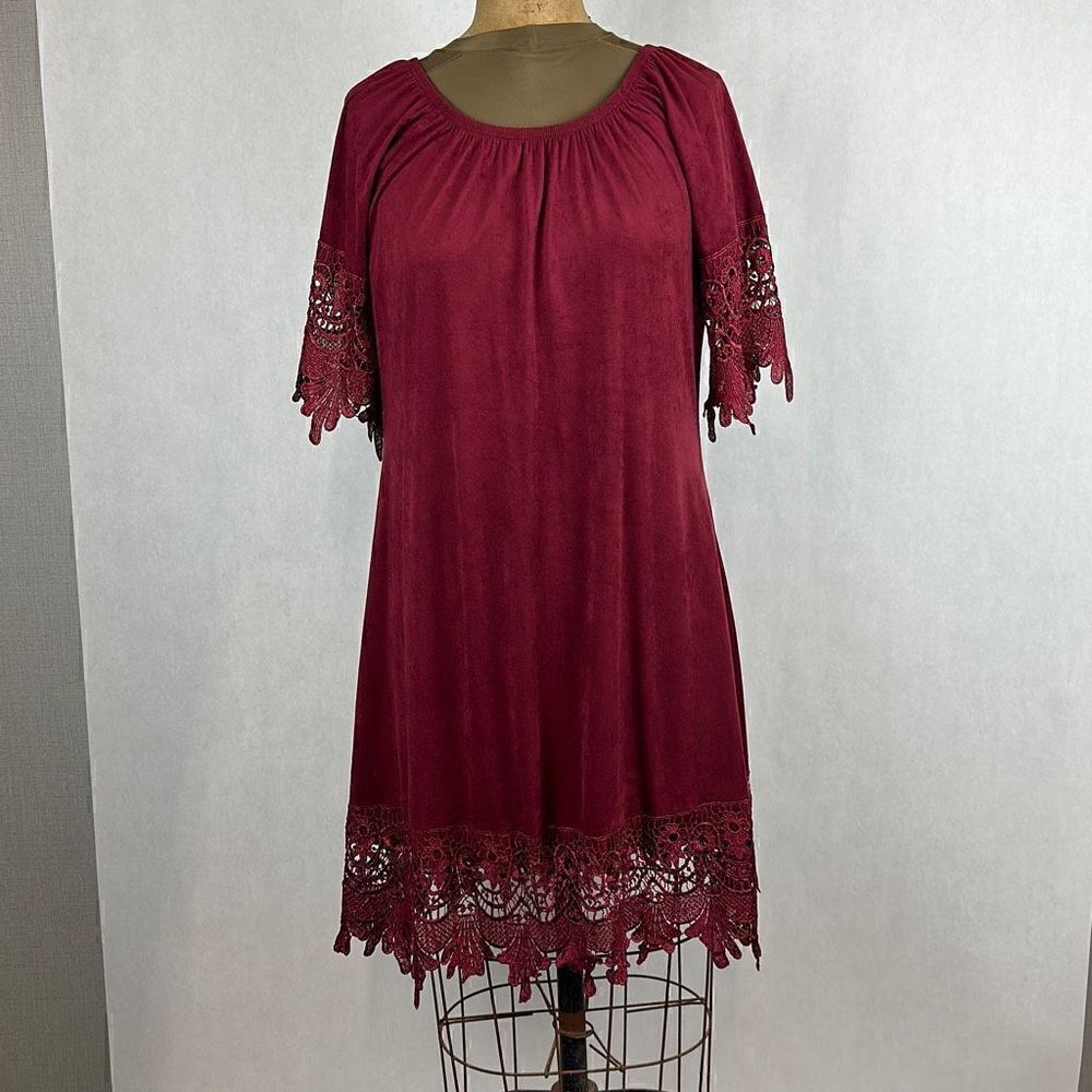 Jody California Suede Lace Trim Dress Size Large